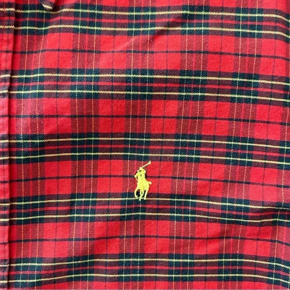 RALPH LAUREN Red Plaid Button Up Shirt sz M Medium Weight 100% Cotton Tartan - Picture 8 of 9